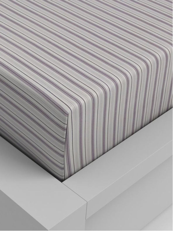 Kvalitex Baumwoll-Spannbettlaken 200x200cm violett gestreift Kvalitex