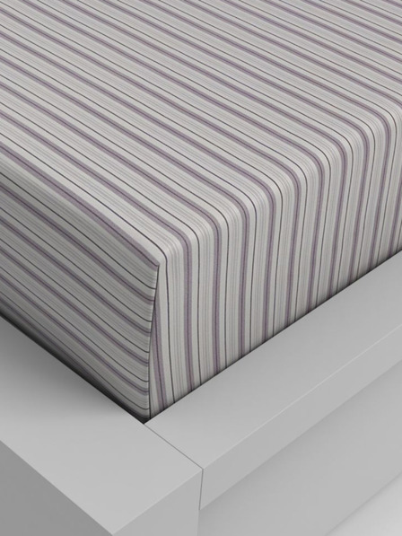 Kvalitex Baumwoll-Spannbettlaken 200x200cm violett gestreift Kvalitex