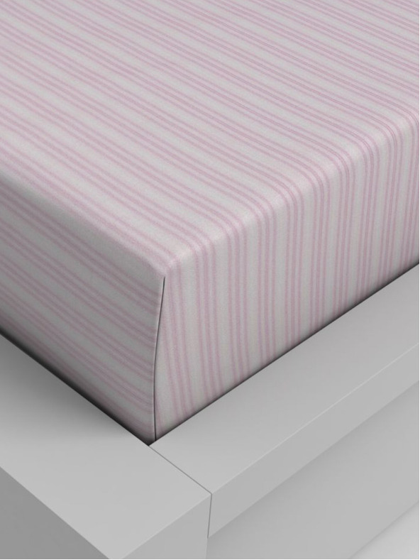 Kvalitex Baumwoll-Spannbettlaken 180x200cm rosa gestreift Kvalitex