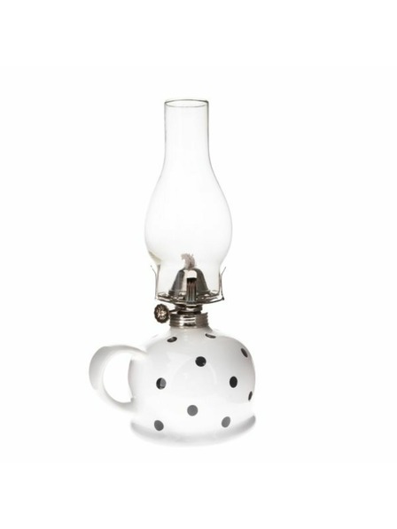 Casa de Engel Kerosinlampe aus Keramik - weiß mit schwarzen Punkten, 0/9