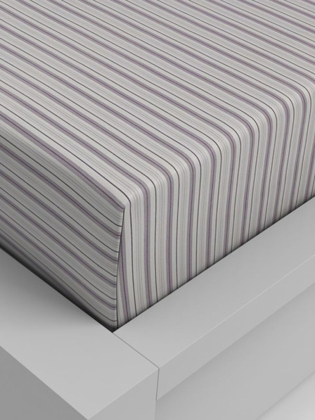 Kvalitex Baumwoll-Spannbettlaken 140x200cm lila gestreift Kvalitex
