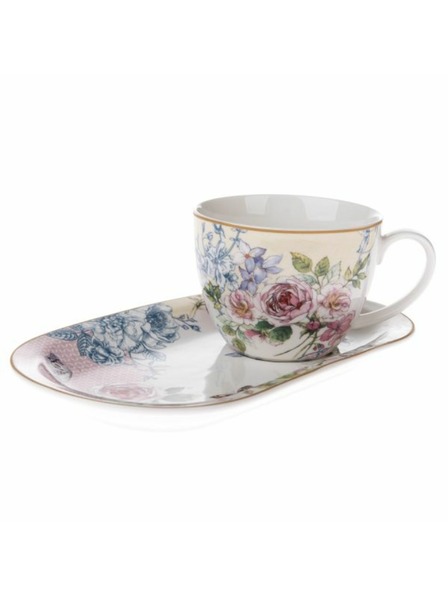 Casa de Engel Porzellanbecher mit Tablett, 445ml, 6/18