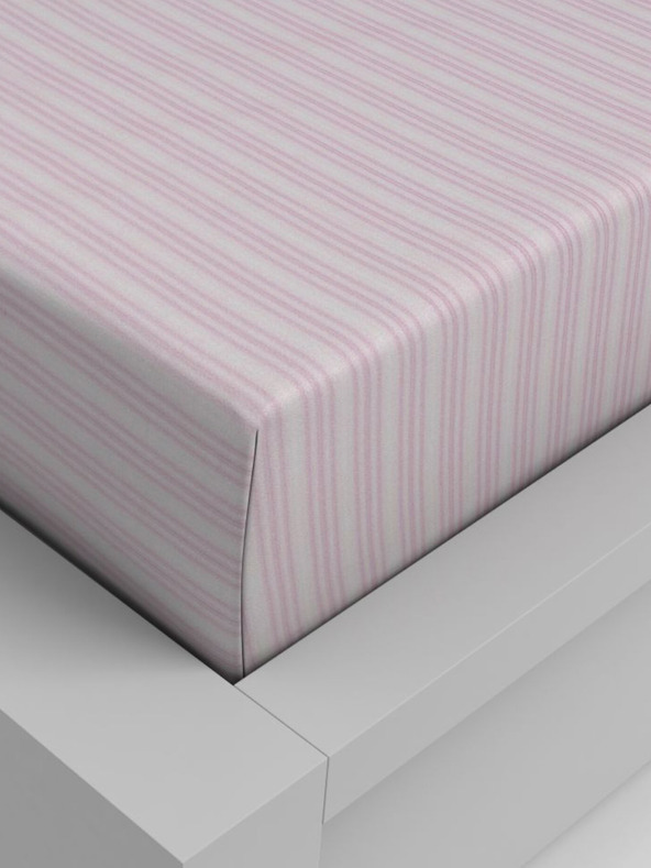 Kvalitex Baumwoll-Spannbettlaken 120x200cm rosa gestreift Qualitex