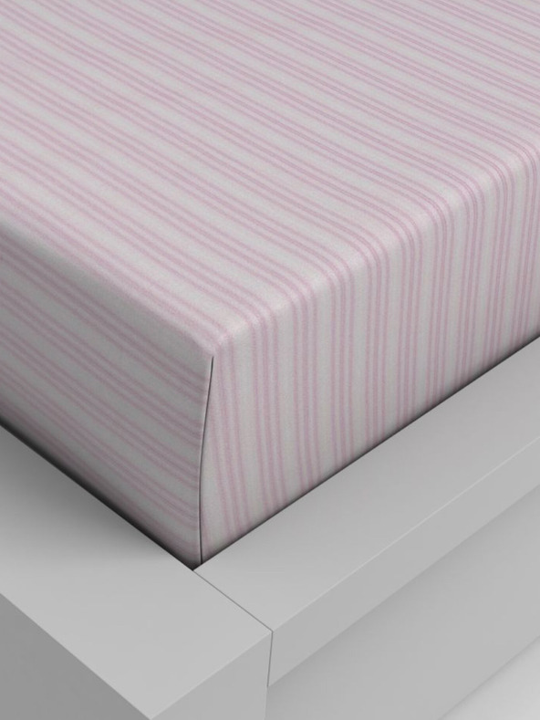 Kvalitex Baumwoll-Spannbettlaken 220x200cm rosa gestreift Qualitex