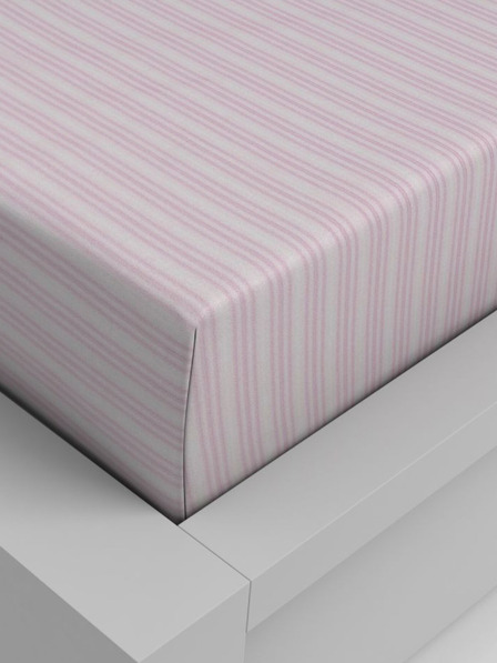 Kvalitex Baumwoll-Spannbettlaken 220x200cm rosa gestreift Qualitex