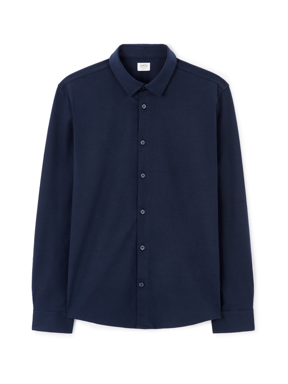 Celio Dunkelblaues Herrenhemd Celio Lajersey