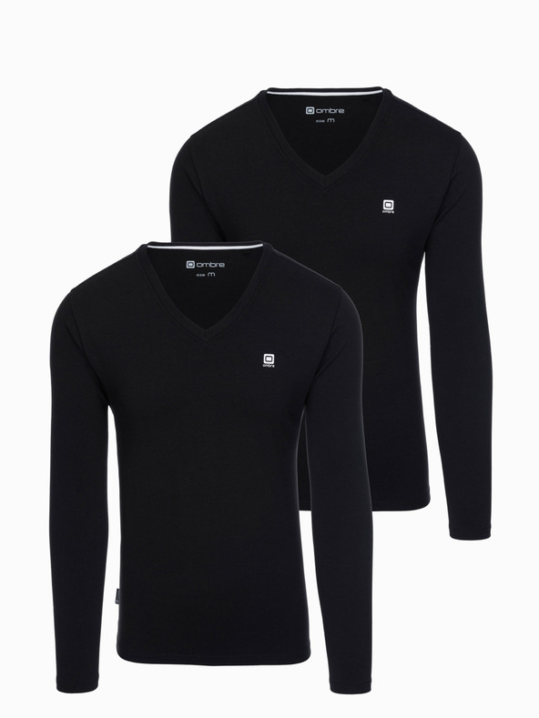 Ombre Clothing Herren Langarmset V-NECK - Mix 2er-Pack V3 Z87 Ombre Kleidung