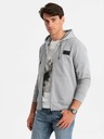 Ombre Clothing Herren Sweatshirt mit Kapuze und Aufnäher - grau V1 OM-SSZP-0140 Ombre Clothing