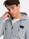 Ombre Clothing Herren Sweatshirt mit Kapuze und Aufnäher - grau V1 OM-SSZP-0140 Ombre Clothing