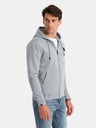 Ombre Clothing Herren Sweatshirt mit Kapuze und Aufnäher - grau V1 OM-SSZP-0140 Ombre Clothing