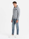Ombre Clothing Herren Sweatshirt mit Kapuze und Aufnäher - grau V1 OM-SSZP-0140 Ombre Clothing