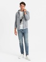 Ombre Clothing Herren Sweatshirt mit Kapuze und Aufnäher - grau V1 OM-SSZP-0140 Ombre Clothing