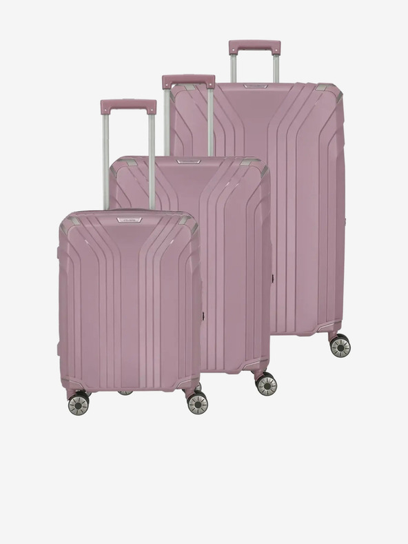 Travelite Set aus drei Damen-Reisekoffern in rosa Travelite Elvaa 4w S,M,L Rosé
