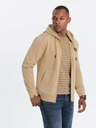 Ombre Clothing Herren-Sweatshirt mit Kapuze und Aufnäher - sand V2 OM-SSZP-0140 Ombre Clothing