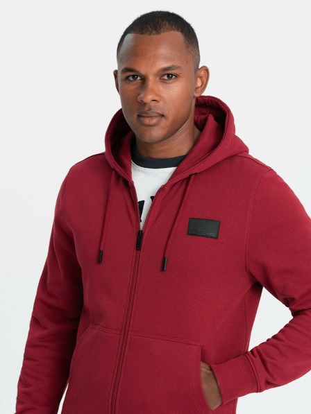 Ombre Clothing Herren-Kapuzenpullover mit Kapuze und Aufnäher - rot V3 OM-SSZP-0140 Ombre Clothing