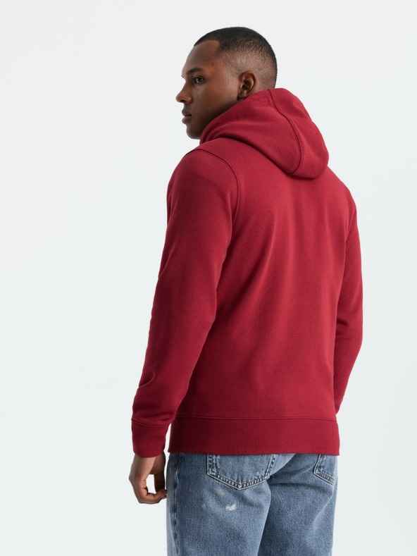Ombre Clothing Herren-Kapuzenpullover mit Kapuze und Aufnäher - rot V3 OM-SSZP-0140 Ombre Clothing