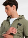 Ombre Clothing Herren-Kapuzenpullover mit Kapuze und Aufnäher - oliv V4 OM-SSZP-0140 Ombre Clothing