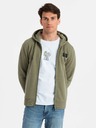 Ombre Clothing Herren-Kapuzenpullover mit Kapuze und Aufnäher - oliv V4 OM-SSZP-0140 Ombre Clothing