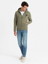 Ombre Clothing Herren-Kapuzenpullover mit Kapuze und Aufnäher - oliv V4 OM-SSZP-0140 Ombre Clothing