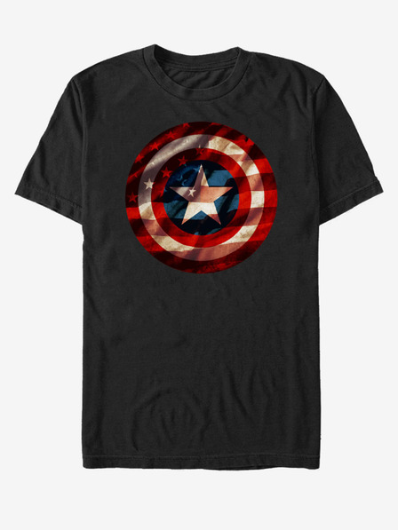 ZOOT.Fan Schwarzes Unisex T-Shirt ZOOT.Fan Marvel Flag Shield
