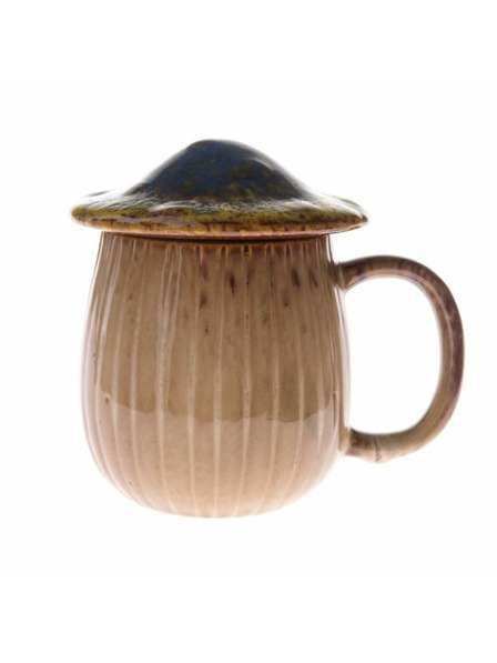 Casa de Engel Keramische Tasse mit Deckel - Pilz, 550ml, blau, 1/16
