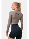 Nebbia Sportliches HERO Crop Top mit langen Ärmeln 585 Mocha Nebbia
