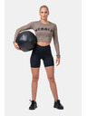 Nebbia Sportliches HERO Crop Top mit langen Ärmeln 585 Mocha Nebbia