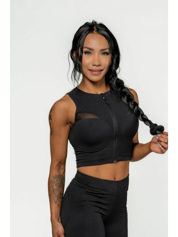 Nebbia NEBBIA Damen Crop Top mit hohem Träger INTENSE Mesh 842 Gold Nebbia
