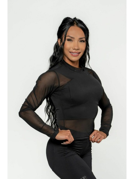 Nebbia NEBBIA Damen INTENSE Transparentes langärmeliges Top 847 Gold Nebbia