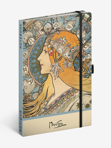 NOTIQUE NOTIQUE-Notizen Alfons Mucha - Tierkreiszeichen, gepunktet, 13 x 21 cm