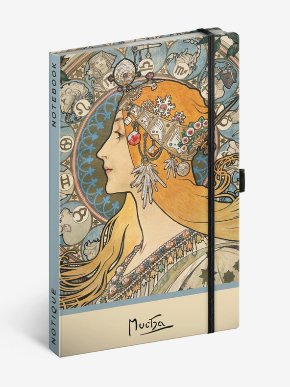 NOTIQUE NOTIQUE-Notizen Alfons Mucha - Tierkreiszeichen, gepunktet, 13 x 21 cm