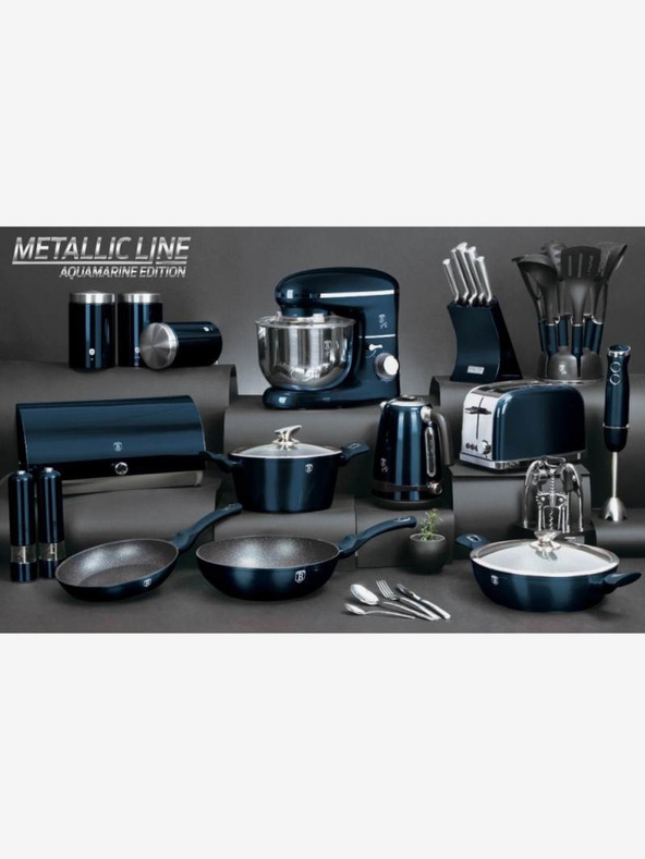 Berlingerhaus Küchenutensilien mit Wandhalterung 7 Stück Aquamarin Metallic Line BERLINGERHAUS