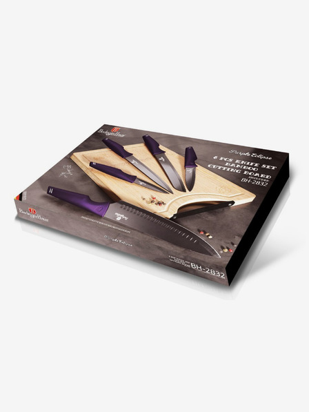 Berlingerhaus Messerset mit Antihaftbeschichtung + Schneidebrett BERLINGERHAUS Purple Eclipse Collection (6-teilig)