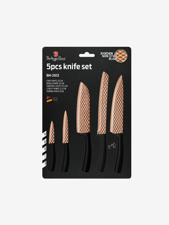 Berlingerhaus 5-teiliges Messerset mit Antihaftbeschichtung BERLINGERHAUS Black Rose Collection