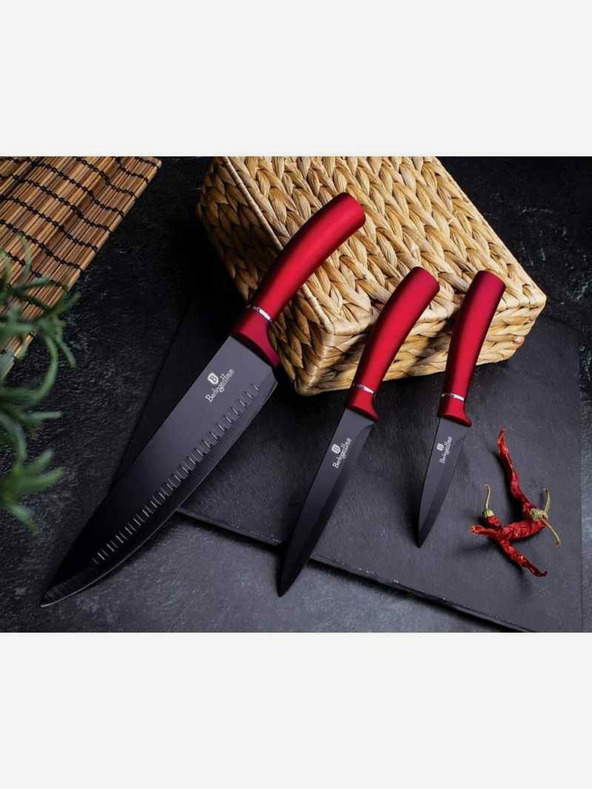 Berlingerhaus BERLINGERHAUS Burgundy Metallic Line Messerset mit sechs Messern und Antihaftbeschichtung