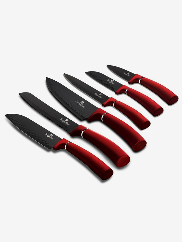 Berlingerhaus BERLINGERHAUS Burgundy Metallic Line Messerset mit sechs Messern und Antihaftbeschichtung