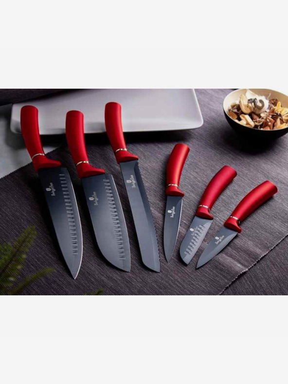 Berlingerhaus BERLINGERHAUS Burgundy Metallic Line Messerset mit sechs Messern und Antihaftbeschichtung