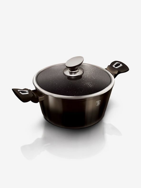 Berlingerhaus Kasserolle mit Marmoroberfläche 20 cm Shiny Black Collection 2 Deckel BERLINGERHAUS