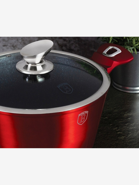 Berlingerhaus Kochtopf mit Marmoroberfläche und Deckel 24 cm Burgundy Metallic Line BERLINGERHAUS