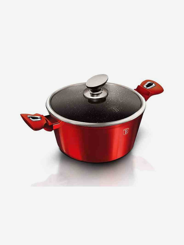Berlingerhaus Kochtopf mit Marmoroberfläche und Deckel 24 cm Burgundy Metallic Line BERLINGERHAUS