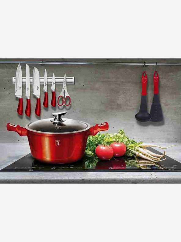 Berlingerhaus Kochtopf mit Marmoroberfläche und Deckel 24 cm Burgundy Metallic Line BERLINGERHAUS