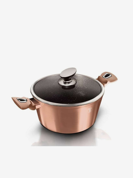 Berlingerhaus Kasserolle mit Marmoroberfläche und Deckel 30 cm Rosegold Metallic Line BERLINGERHAUS