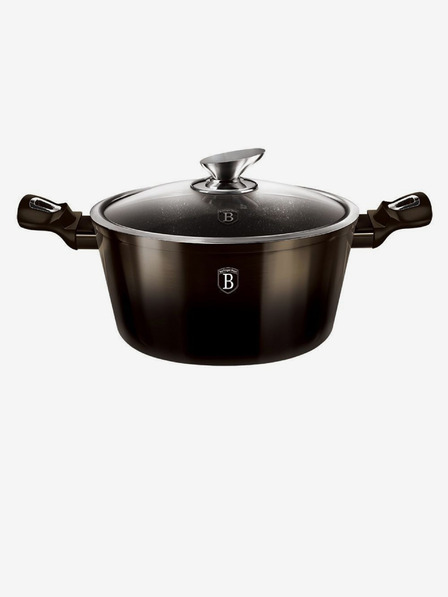 Berlingerhaus Kasserolle mit Marmoroberfläche 28 cm Shiny Black Collection 2 Deckel BERLINGERHAUS