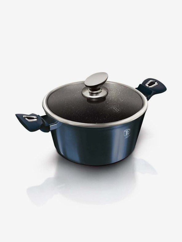 Berlingerhaus Kochtopf mit Marmoroberfläche und Deckel 30 cm BERLINGERHAUS Metallic Line Aquamarine Edition