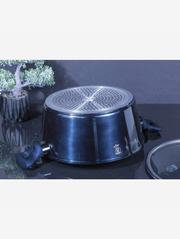 Berlingerhaus Kochtopf mit Marmoroberfläche und Deckel 30 cm BERLINGERHAUS Metallic Line Aquamarine Edition