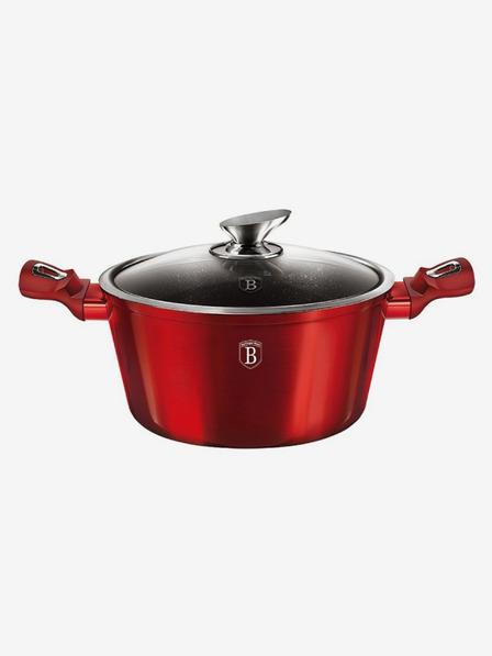 Berlingerhaus Kochtopf mit Marmoroberfläche und Deckel 28 cm Burgundy Metallic Line BERLINGERHAUS