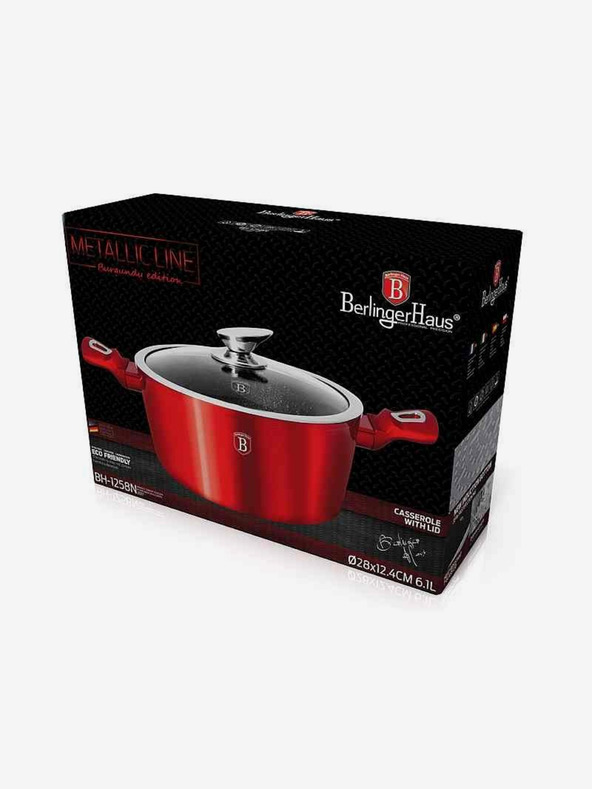 Berlingerhaus Kochtopf mit Marmoroberfläche und Deckel 28 cm Burgundy Metallic Line BERLINGERHAUS