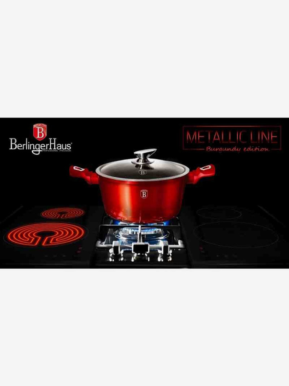 Berlingerhaus Kochtopf mit Marmoroberfläche und Deckel 28 cm Burgundy Metallic Line BERLINGERHAUS
