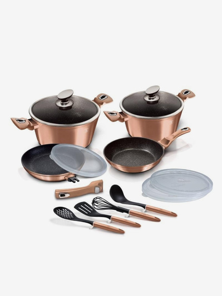 Berlingerhaus Geschirrset mit Marmoroberfläche 13 tlg. Rosegold Metallic Line BERLINGERHAUS