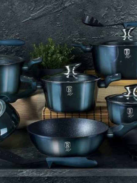 Berlingerhaus 13er-Set Aquamarin Metallic Line BERLINGERHAUS Geschirr mit Marmoroberfläche